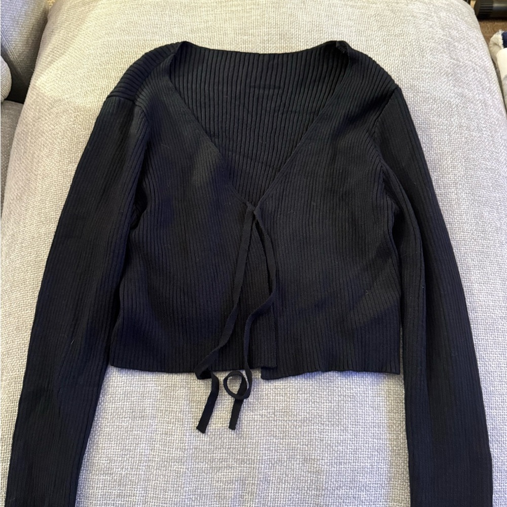 SHEIN Black Ribbed Cardigan